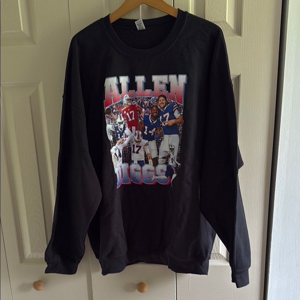 Black Sweatshirt with Allen and Diggs Graphic